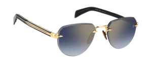 Eyewear By David Beckham DB 7144/S - Gold Black_ - Blue Shaded Gold Mirror