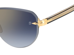 Eyewear By David Beckham DB 7144/S - Gold Black_ - Blue Shaded Gold Mirror