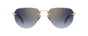 eyewear by david beckham DB 7144/S - Gold Black_ - Blue Shaded Gold Mirror