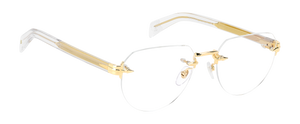 Eyewear By David Beckham DB 7145 - Gold Crystal - Blue Mirror