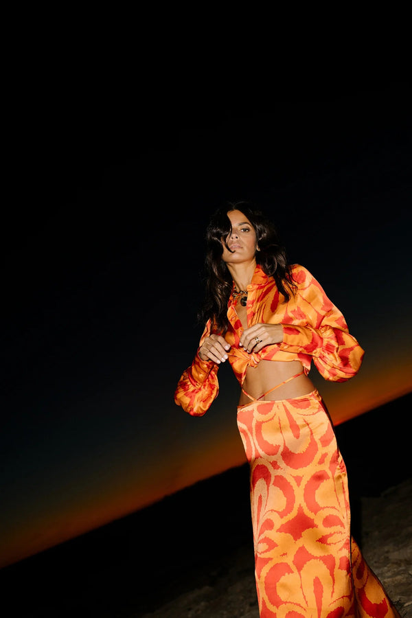 Eywasouls Malibu BROOKE BLOUSE - ORANGE ON FIRE