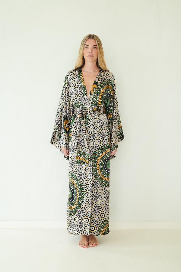 Eywasouls Malibu KIMIONO - RETRO MOSAIC GREEN