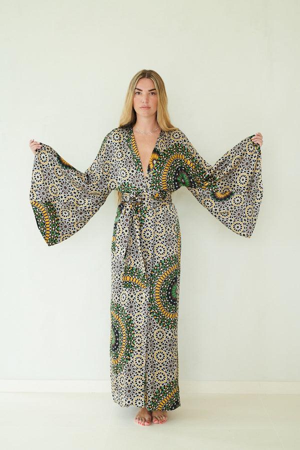 Eywasouls Malibu KIMIONO - RETRO MOSAIC GREEN