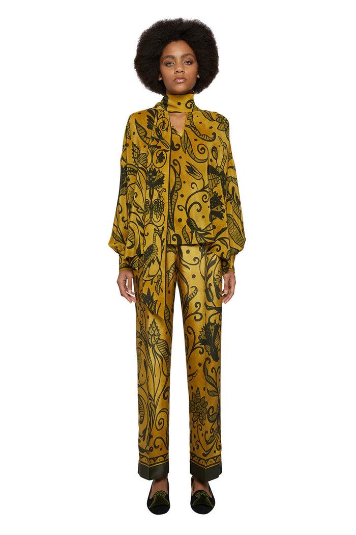 F.r.s. For Restless Sleepers ALETHIA SHIRTS Nineteen Century Ramages Yellow Green