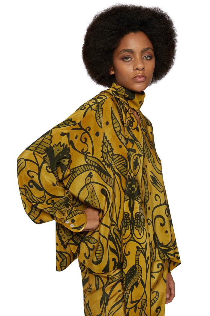 F.r.s. For Restless Sleepers ALETHIA SHIRTS Nineteen Century Ramages Yellow Green