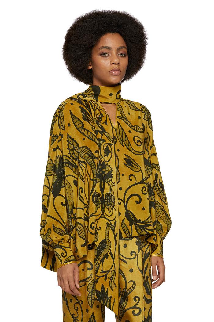 f.r.s. for restless sleepers ALETHIA SHIRTS Nineteen century ramages yellow green