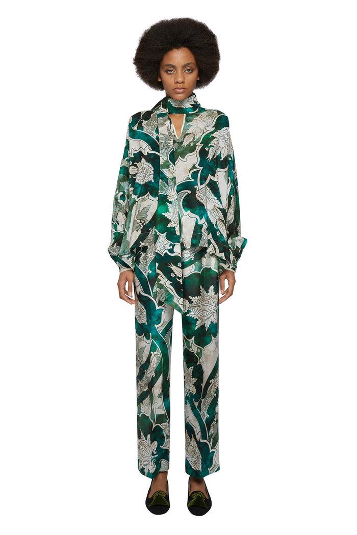 F.r.s. For Restless Sleepers ALETHIA SHIRTS Ornamental Ramages Ivory Emerald