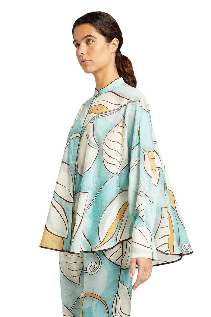 f.r.s. for restless sleepers ARETO SHIRTS Painted leaves blue