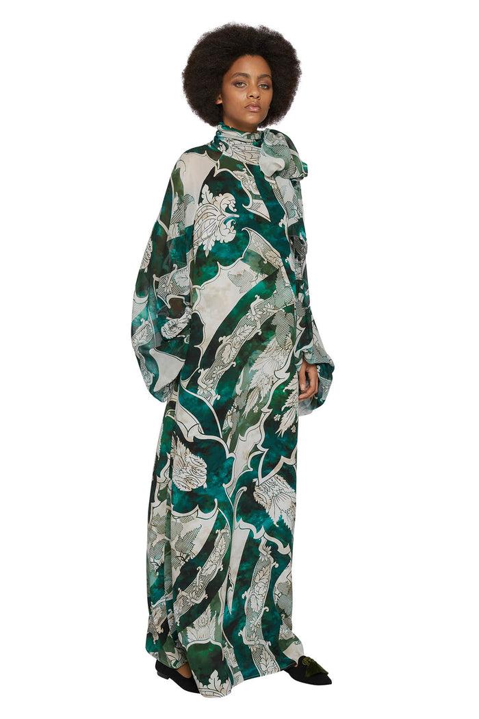 f.r.s. for restless sleepers ARPOCRATE DRESSES Ornamental ramages ivory emerald