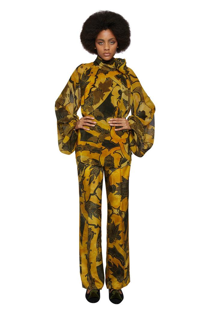 F.r.s. For Restless Sleepers ATTI PANTS Ornamental Ramages Yellow Green