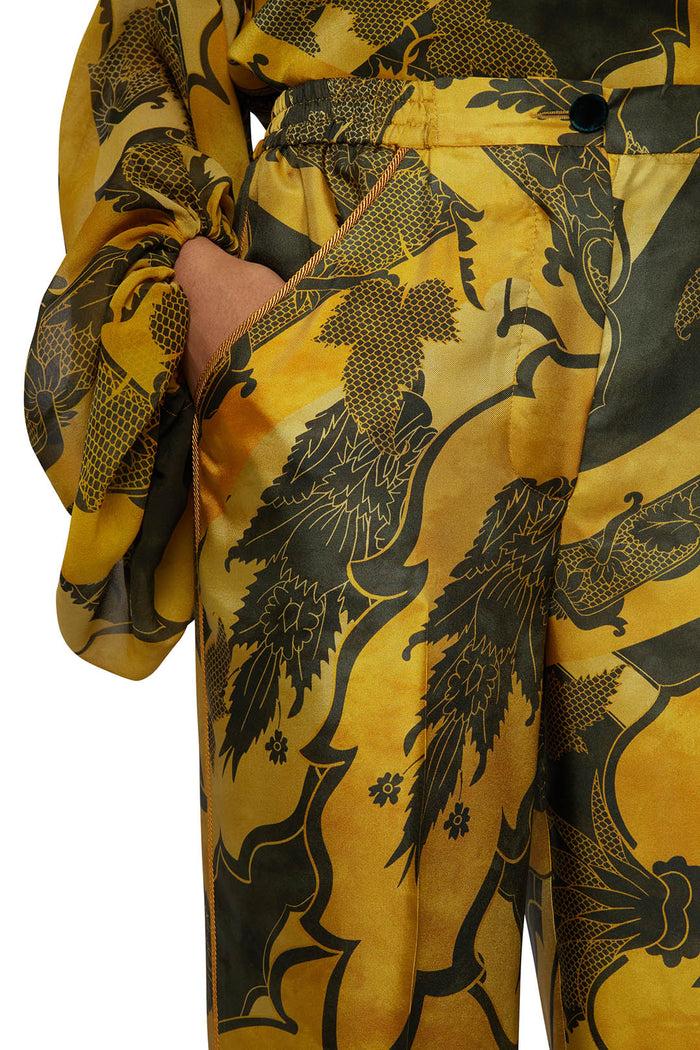 F.r.s. For Restless Sleepers ATTI PANTS Ornamental Ramages Yellow Green