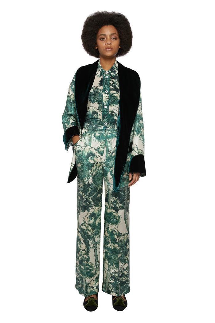 F.r.s. For Restless Sleepers ATTI PANTS Pictorial Trees Ivory Green