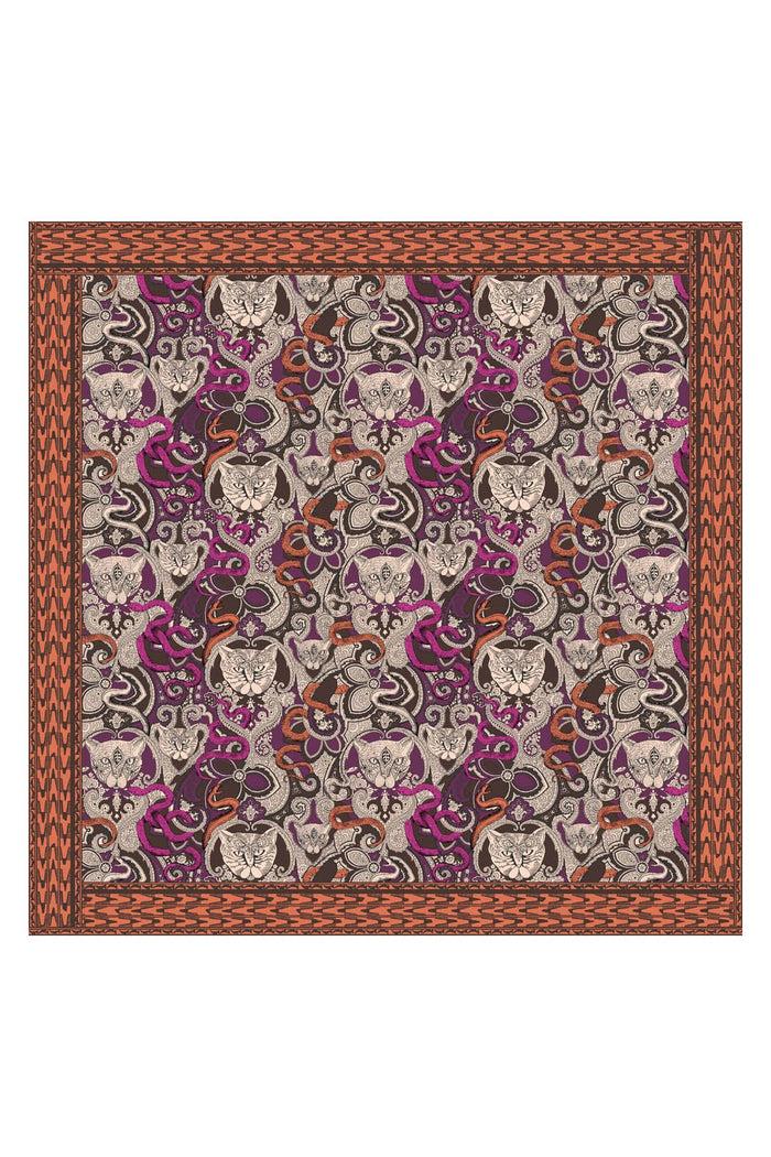 f.r.s. for restless sleepers CARRÉ 70 ACCESSORIES Cat and snakes paisley brown