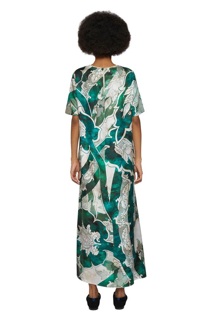 F.r.s. For Restless Sleepers CRISO DRESSES Ornamental Ramages Ivory Emerald