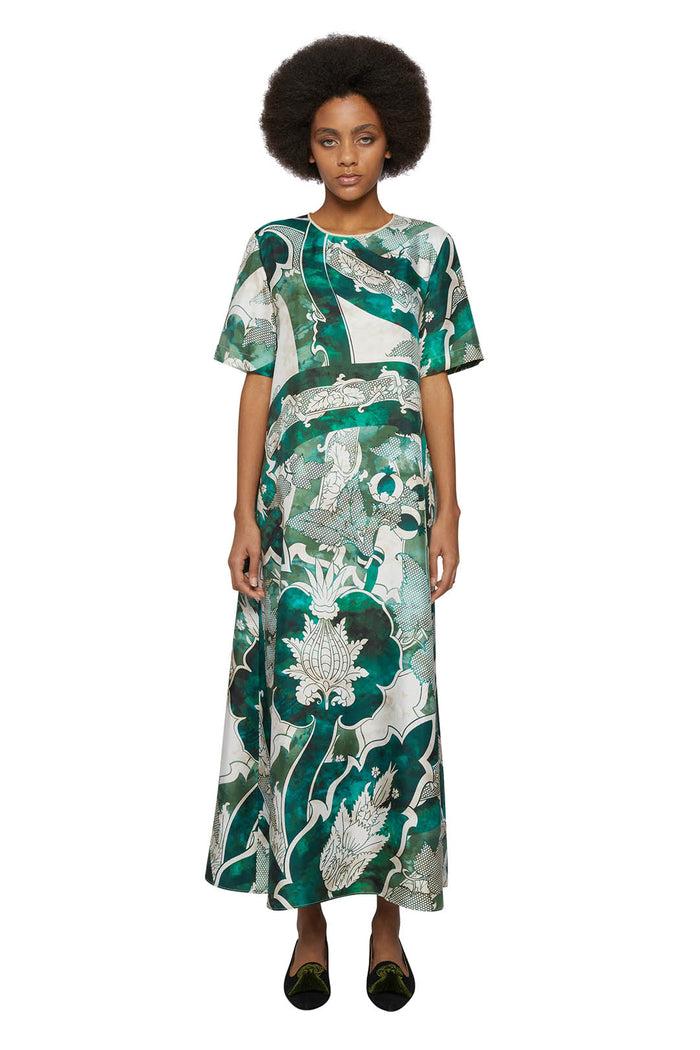 f.r.s. for restless sleepers CRISO DRESSES Ornamental ramages ivory emerald