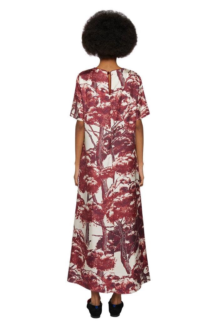 F.r.s. For Restless Sleepers CRISO DRESSES Pictorial Trees Ivory Bordeaux