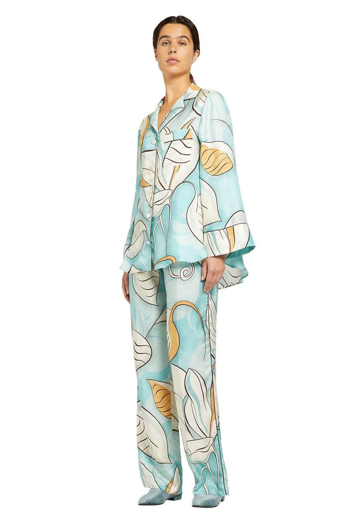 F.r.s. For Restless Sleepers DORIDE PANTS Painted Leaves Blue