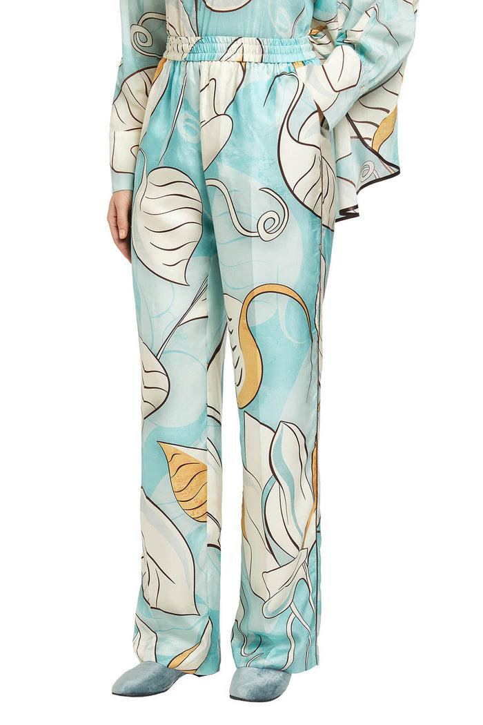 f.r.s. for restless sleepers DORIDE PANTS Painted leaves blue