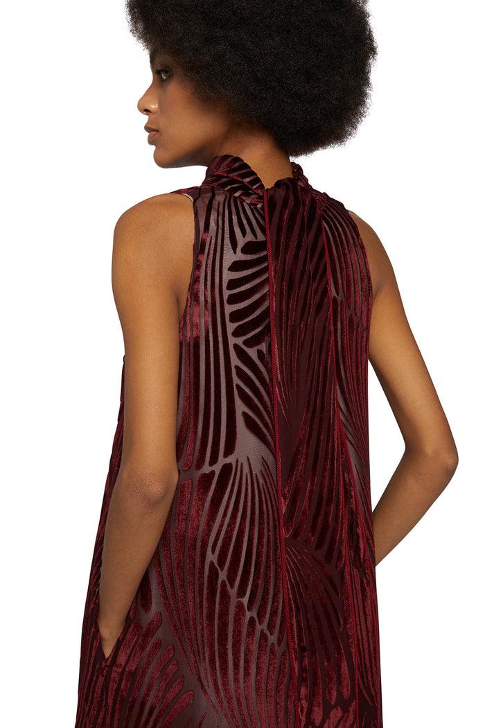 F.r.s. For Restless Sleepers EDILOGO DRESSES Geometric Velvet Bordeaux