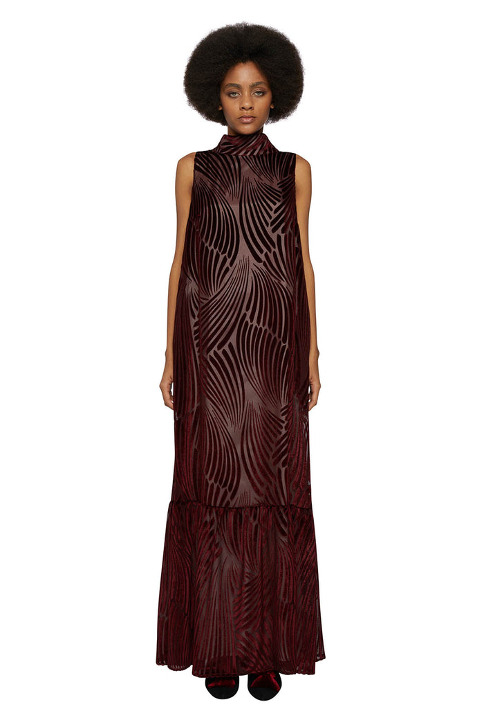 f.r.s. for restless sleepers EDILOGO DRESSES Geometric velvet bordeaux