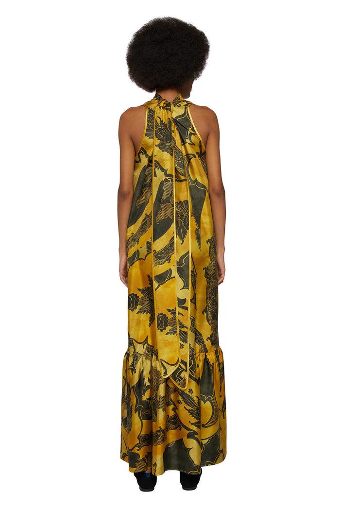 F.r.s. For Restless Sleepers EDILOGO DRESSES Ornamental Ramages Yellow Green