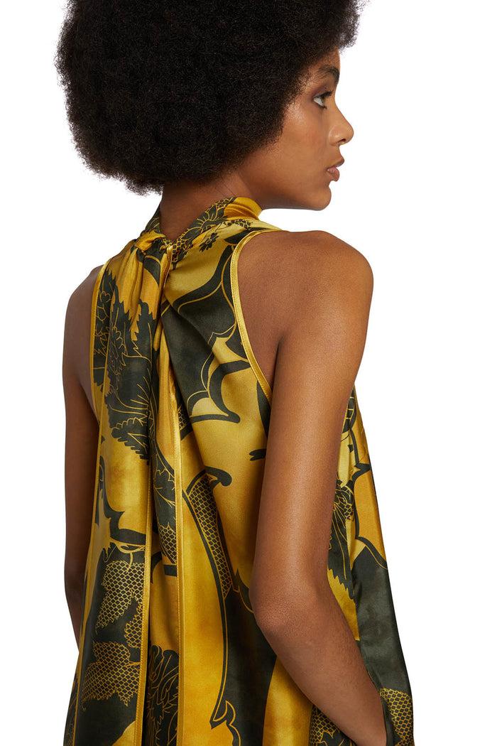 F.r.s. For Restless Sleepers EDILOGO DRESSES Ornamental Ramages Yellow Green