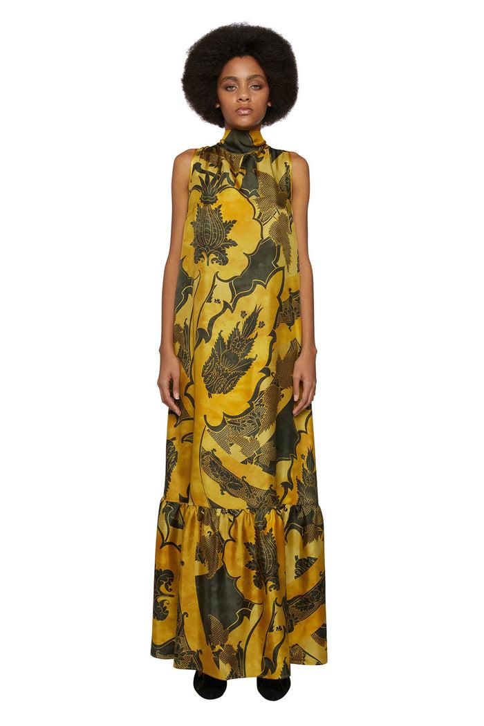 f.r.s. for restless sleepers EDILOGO DRESSES Ornamental ramages yellow green