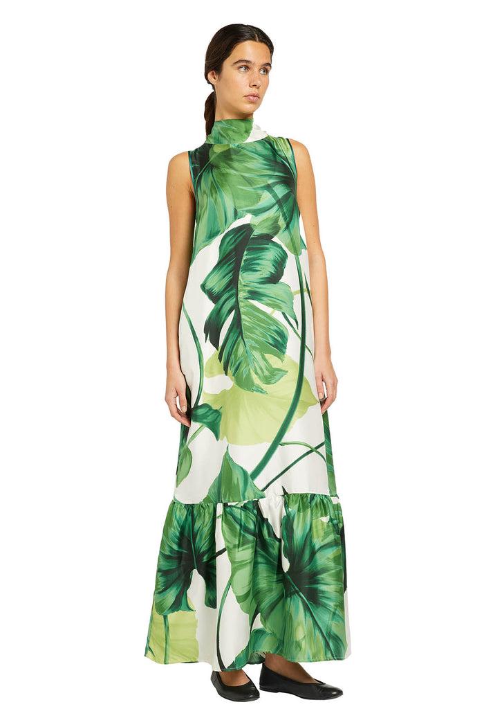 f.r.s. for restless sleepers EDILOGO DRESSES Painted leaves green