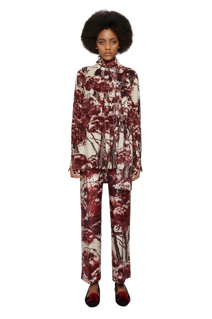 F.r.s. For Restless Sleepers EGLE SHIRTS Pictorial Trees Ivory Bordeaux