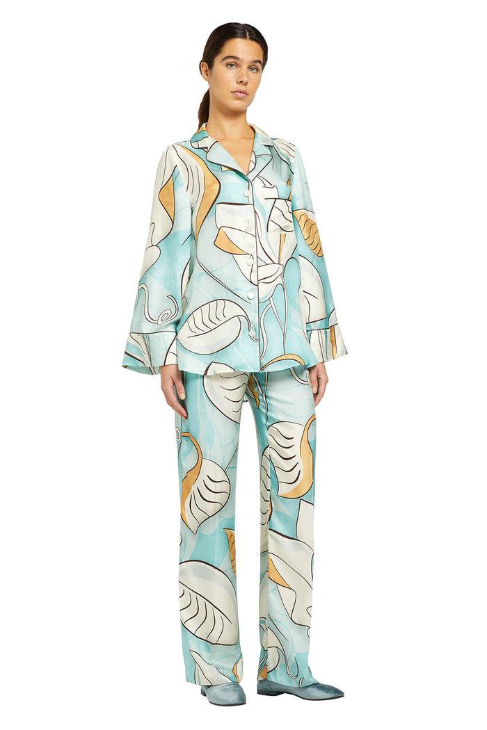 F.r.s. For Restless Sleepers EMERA SHIRTS Painted Leaves Blue