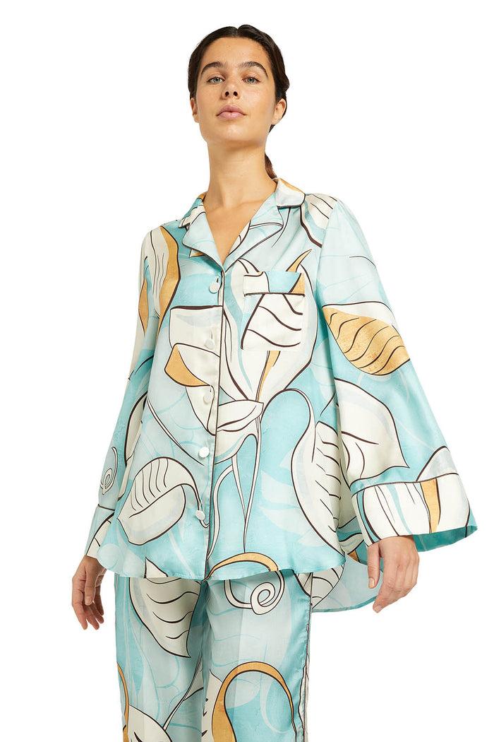 f.r.s. for restless sleepers EMERA SHIRTS Painted leaves blue