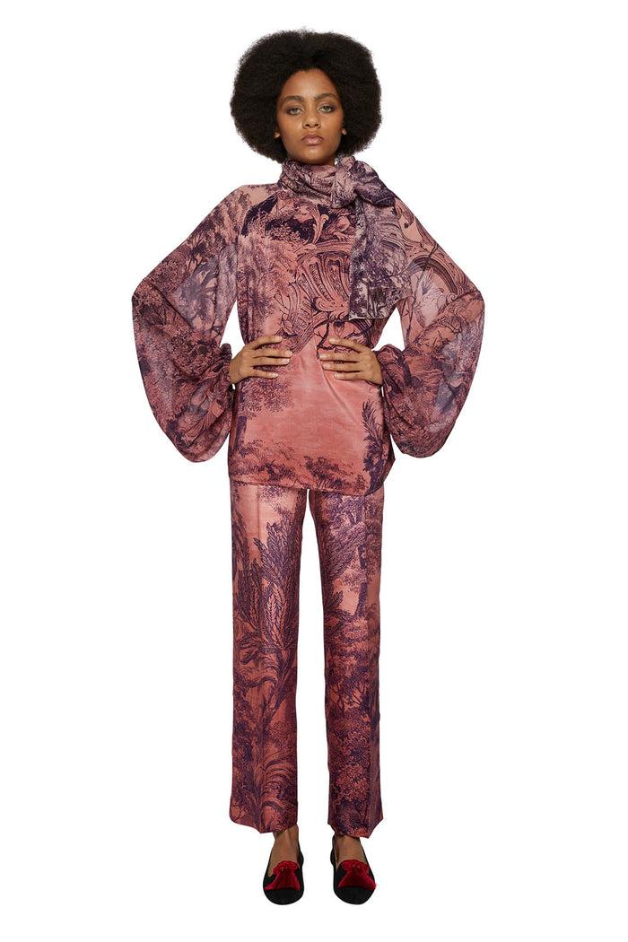 F.r.s. For Restless Sleepers ETERE PANTS Baroque Forest Pink Black