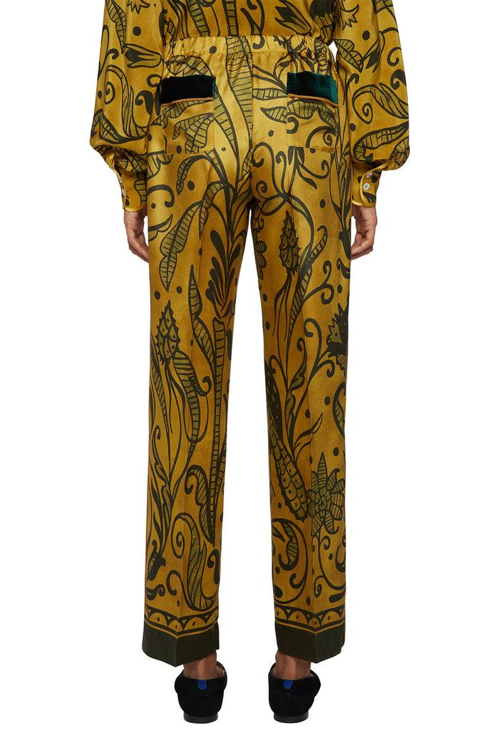 F.r.s. For Restless Sleepers ETERE PANTS Nineteen Century Ramages Yellow Green