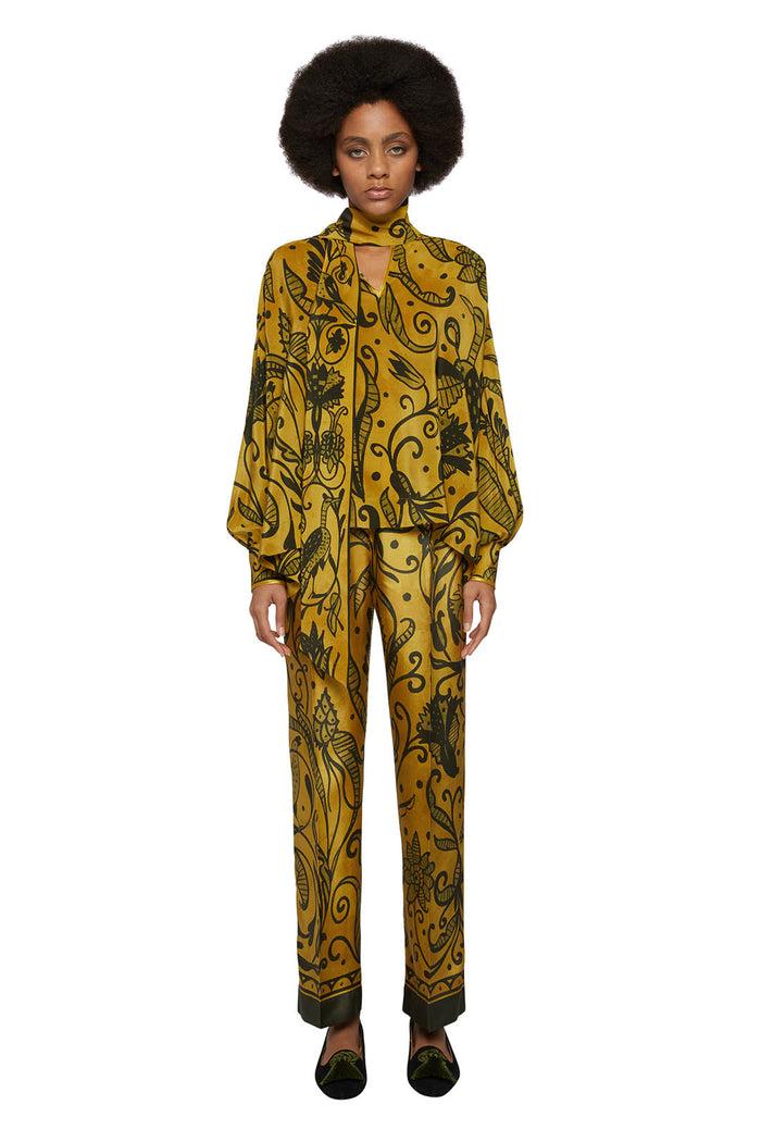 F.r.s. For Restless Sleepers ETERE PANTS Nineteen Century Ramages Yellow Green