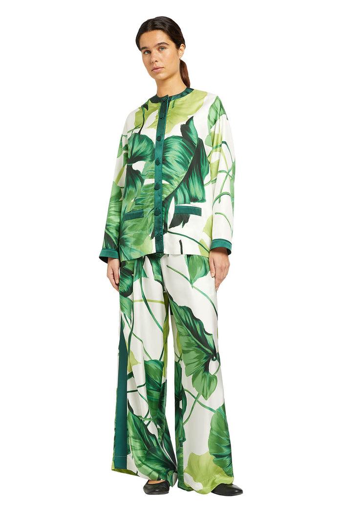F.r.s. For Restless Sleepers LIGEA SHIRTS Painted Leaves Green