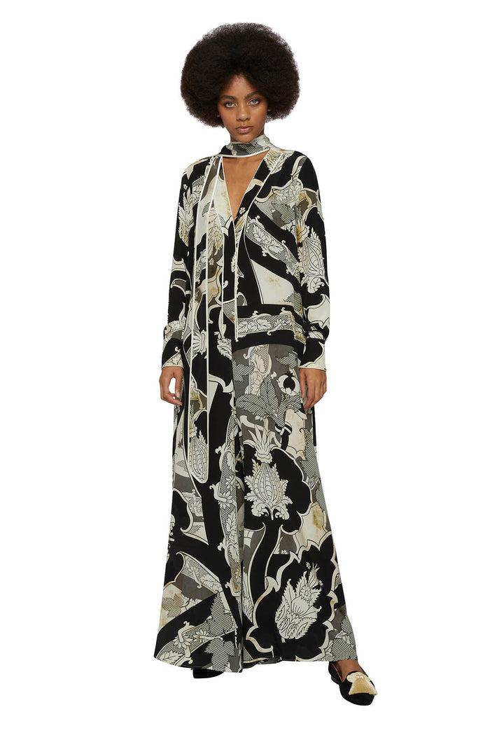 f.r.s. for restless sleepers NETTUNO DRESSES Ornamental ramages ivory black