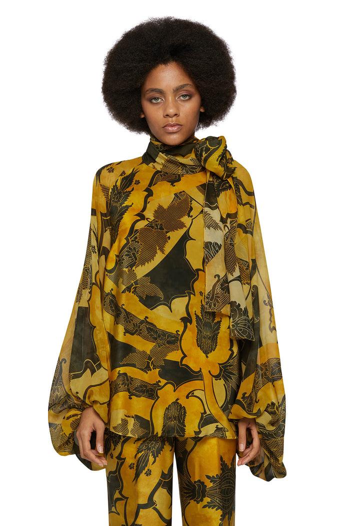 f.r.s. for restless sleepers POLIMNIA SHIRTS Ornamental ramages yellow green