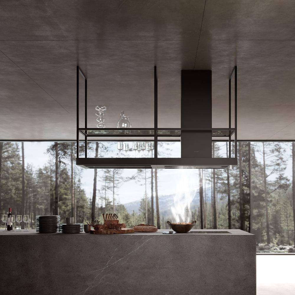 Faber T-Shelf 70" Range Hood Matte Black 600 CFM