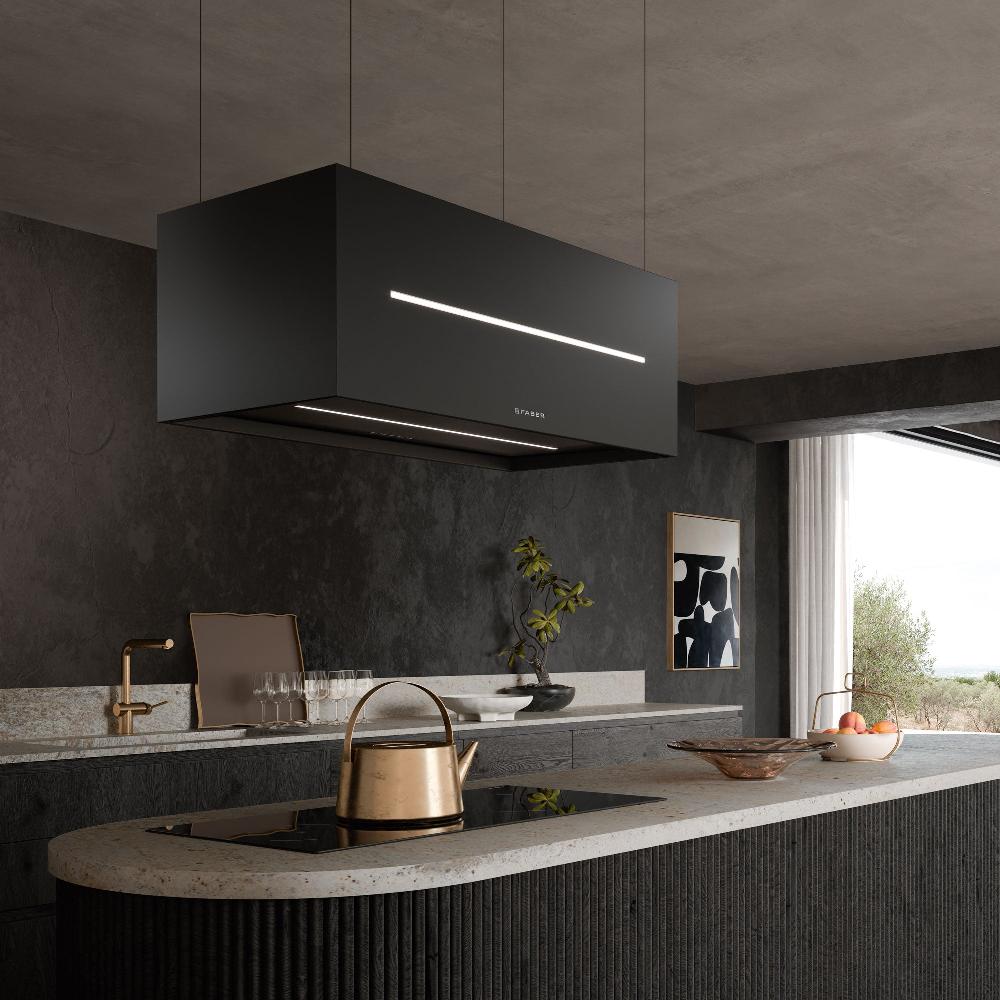 Faber Graziosa Isola 31" Island Range Hood Matte Black 600 CFM