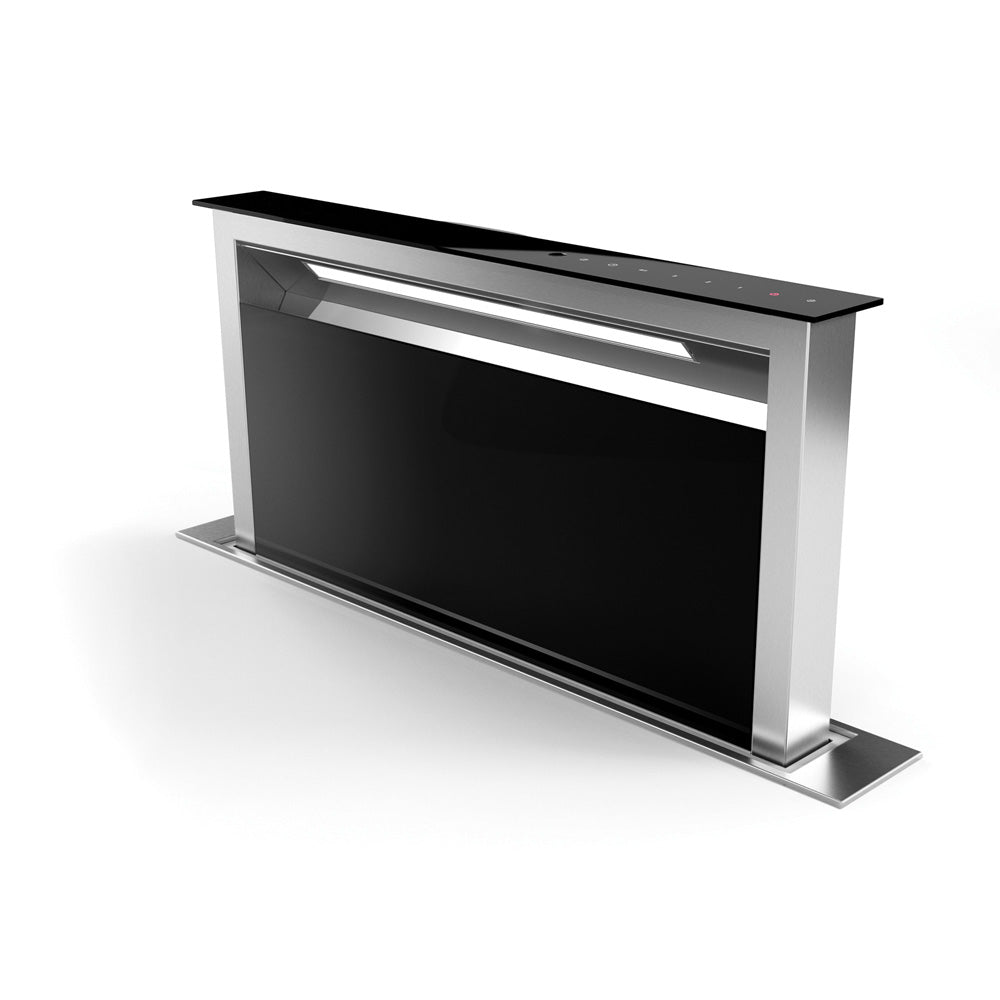 faber Scirocco Lux 30" Downdraft Range Hood Black Glass with Stainless Steel