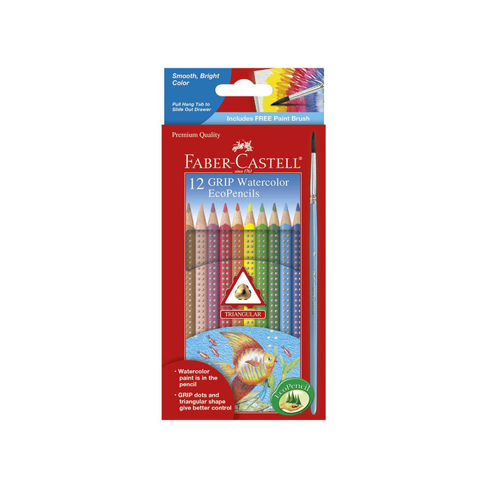 Faber Castell 12 Grip Watercolour EcoPencils - #9121212 Watercolour Pencils