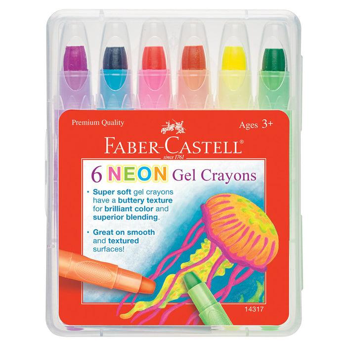 Faber Castell 6 Neon Gel Crayons In Storage Case - #14317 Crayons