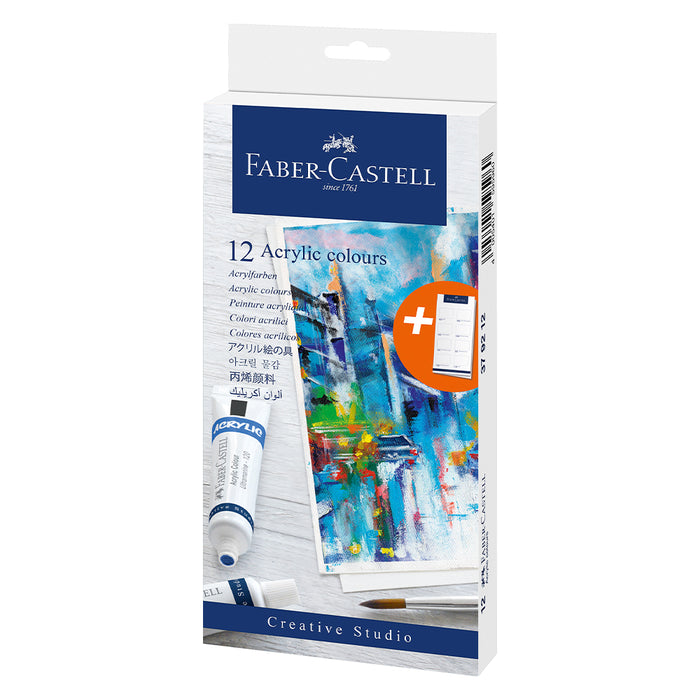 faber castell Acrylic colour cardboard wallet of 12 incl. swatch card - #c Acrylic Paint
