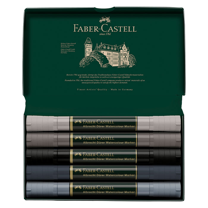 Faber Castell Albrecht Dürer® Watercolour Markers - Grey Tones Wallet Of 5 - #160306 Watercolour Markers