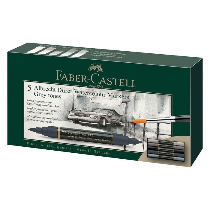 faber castell Albrecht Dürer® Watercolour Markers - Grey Tones Wallet of 5 - #160306 Watercolour Markers