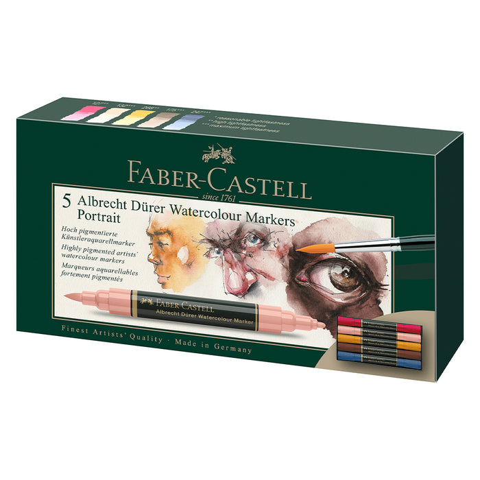 faber castell Albrecht Dürer® Watercolour Markers - Portrait Wallet of 5 - #160307 Watercolour Markers
