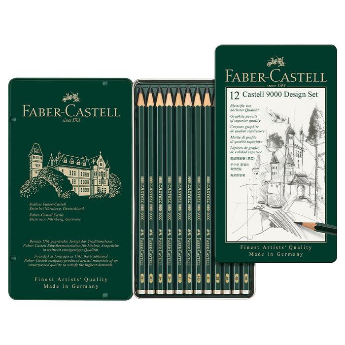 Faber Castell Castell® 9000 Graphite Pencil Design Set - Tin Of 12 - #119064 Graphite Pencil