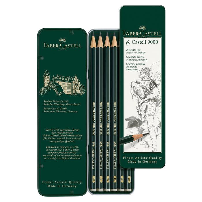 Faber Castell Castell® 9000 Graphite Pencils - Tin Of 6 - #119063 Graphite Pencil