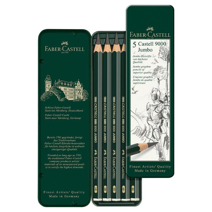 Faber Castell Castell® 9000 Jumbo Tin Of 5 - #119305 Graphite Pencil