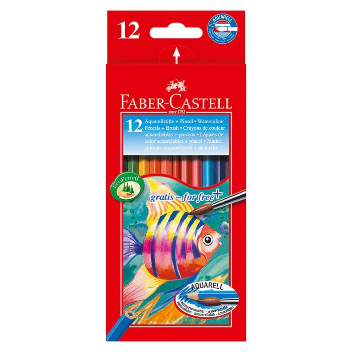 Faber Castell Classic Colour Watercolour Pencils Cardboard Wallet Of 12 #114413 Watercolour Pencils